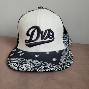 Vintage DVS Skateboards Black and White Bandana Hat